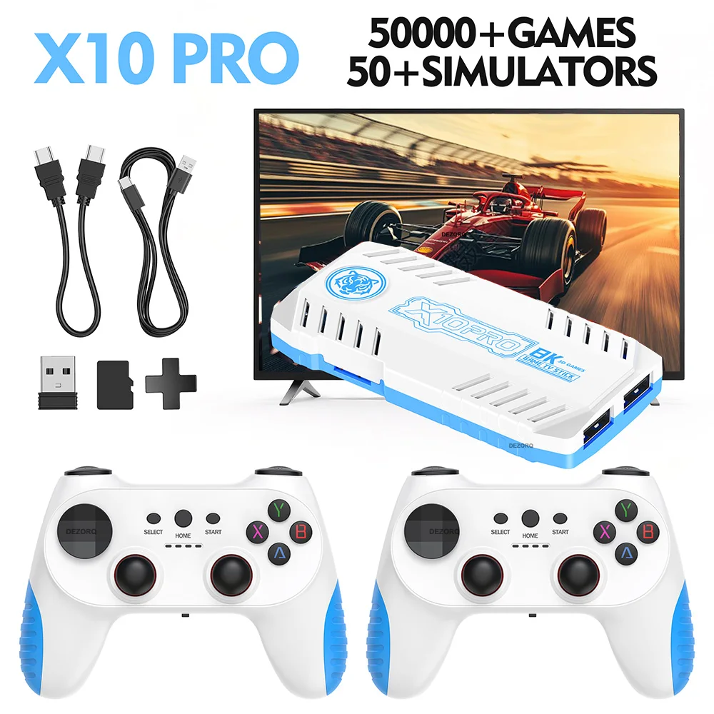 Nuova console di gioco TV 128G integrata 50000 giochi retrò 50 emulatori Videojuegos Console Dual Wireless Gamepad X10 Pro Game Stick 4K