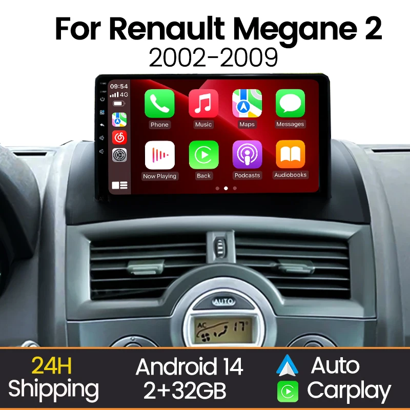 MEKEDE Auto Radio Android Bildschirm Für Renault Megane 2 2002-2009 Drahtlose Carplay Auto WIFI BT RDS Auto multimedia Video Player Image