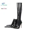 Schwarz Spitze Stiefel Für Frau 12 CM Stiletto Mode Frauen Party Winter Schuhe Plus Größe 43 44 45 Zurück Zipper frau Mid-kalb Stiefel