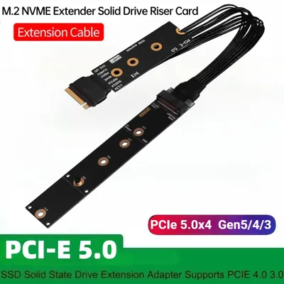 128Gbps M.2 NVMe M-KEY to PCIe 5.0 Extension Cable High-Speed Gen5/4 x4 Shielded M.2 PCI-e 2230 2242 2260 2280 22110 SSD Adapter