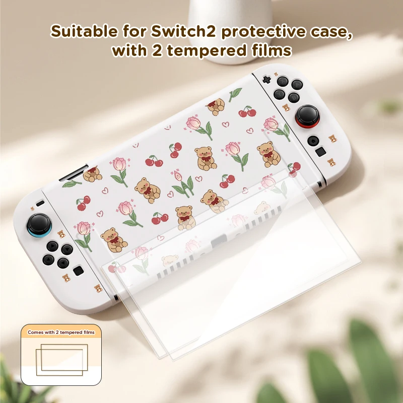 für Switch NS2 Schutzhülle, TPU-Softshell, 20205 neu, mit 2 HD-gehärteten Folien, Game-Controller-Shell, Switch 2 gewidmet Image