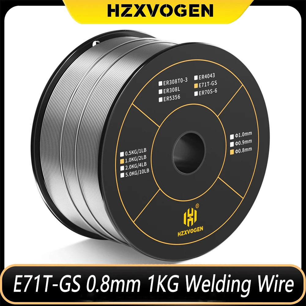 HZXVOGEN 0,8 mm 1 kg Schweißdraht 1 Rolle E71T-GS Flussmittelfülldraht Gasloses MIG-Schweißgerät Zubehör zum Löten von Metall DlY Image