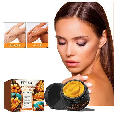 Eelhoe 50g Tanning Body Cream Sunless Browning Skin Summer Outdoor Fake Tan Nourish Bronzer Accelerator Beach Solarium Lotion