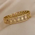 Mode Chic Metall Hohl Auge Manschette Armband für Frauen Charme Edelstahl Vergoldet Stahl Armreif Armbänder Wasserdicht Schmuck