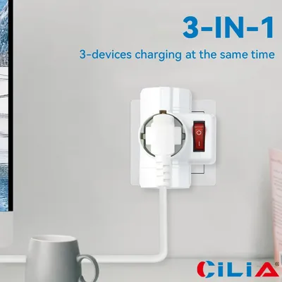 3AC EU Verlängerung Buchse Power Converter Mit Schalter EIN AUS Europäischen Standard Stecker Für Russland Spanien Ukraine Korea 1pc cilia Image