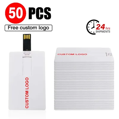 50PCS Weiße Karte USB-Flash-Laufwerk 64GB Kostenloses individuelles Logo Memory Stick 32GB Echte Kapazität Pendrive16GB Farbdruck U Disk 8GB Image