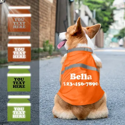 Custom Dog Clothes Free Print Name Tel Number Dog Clothing Safety Reflective Pet Vest Costume Night Visibility Walking For Dogs