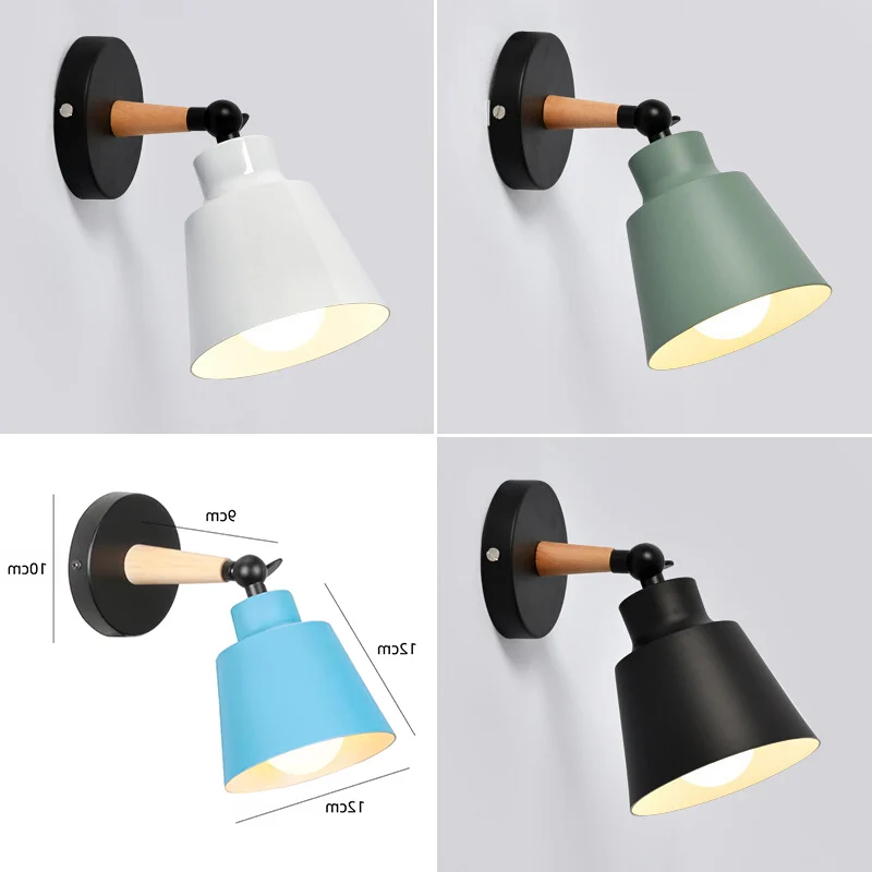 Einfache Kreative Wand Lampe Farbe Massivholz LED Wand Lampe Wohnzimmer Korridor Nachttisch Lampe Dekorative Beleuchtung Wandleuchte Schlafzimmer