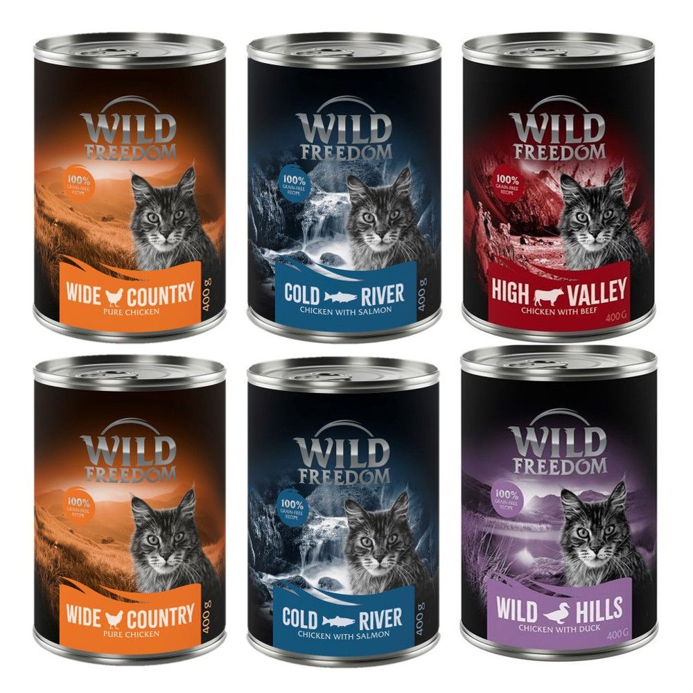 24x400g Mixed Pack Chicken, Pollock, Beef, Duck Wild Freedom Wet Cat Food