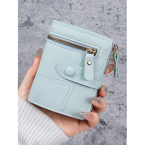 Portafoglio piccolo bifold da donna con tasca portamonete con cerniera – porta carte in similpelle per donne, adolescenti e ragazze – accessorio compatto ed elegante per l'uso quotidiano e i viaggi