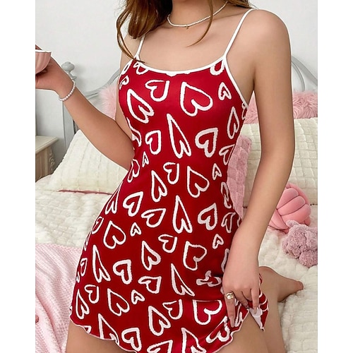 Per donna Pigiama Camicia da Notte Moda Casual Comfort Fiore Senza schiena Casa Quotidiano Da letto Senza Maniche Spalline Rosa chiaro Rosso nero Nero Bianco Rosa Estate