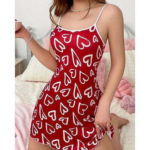 Per donna Pigiama Camicia da Notte Moda Casual Comfort Fiore Senza schiena Casa Quotidiano Da letto Senza Maniche Spalline Rosa chiaro Rosso nero Nero Bianco Rosa Estate