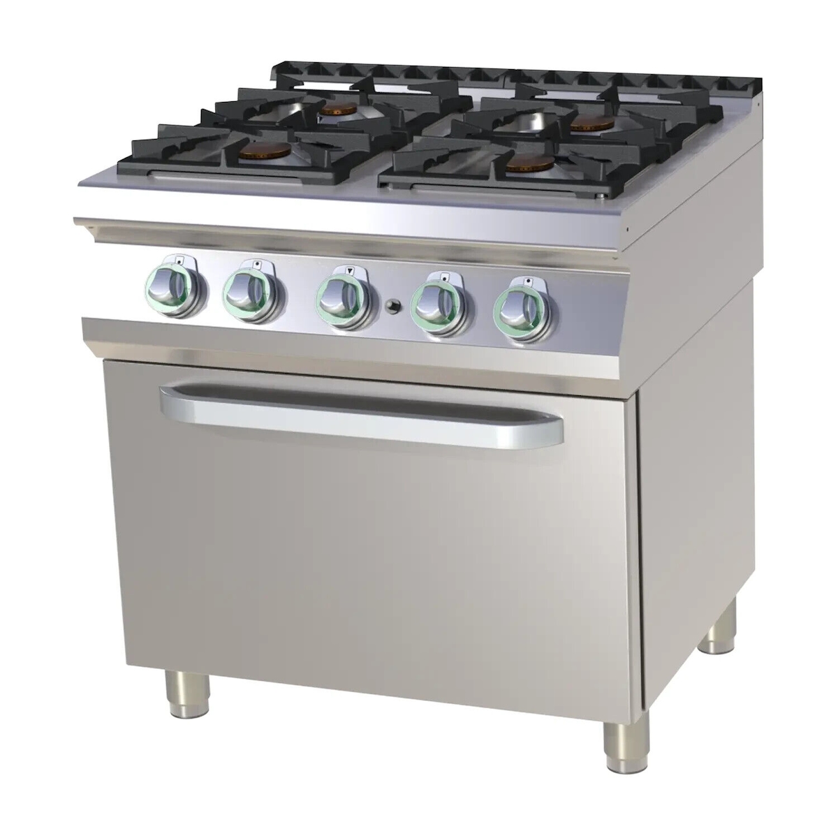 A&S polarny Gas-Herd mit E-Backofen (GN 1/1) 4-Platten 27kW 800x730x900mm Edelstahl 50-300°C Image