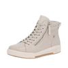 Schnürboots RIEKER SPORT, Damen, Gr. 37, beige (creme), Leder, sportlich, Schuhe, Stiefelette, High Top Sneaker, Freizeitboots mit Reißverschluss, Topseller