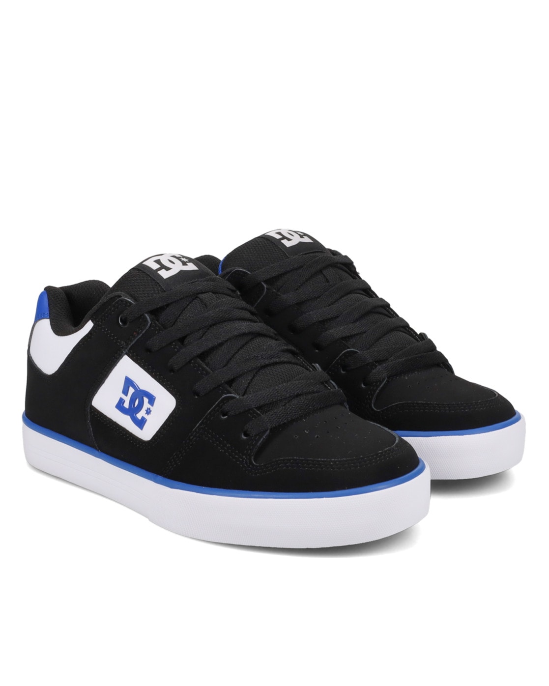 Sneaker DC SHOES "Pure", Gr. 8(40,5), schwarz, blau, weiß, 55.4% Leder, 44.6% Synthetikmaterial, Schuhe Skaterschuh Sneaker low