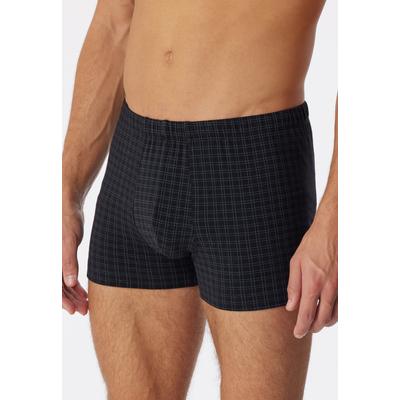 Boxershorts SCHIESSER "Cotton Casual", Herren, Gr. 7, 000, schwarz, Single Jersey, Obermaterial: 95% Baumwolle, 5% Elasthan, körpernah, Unterhosen, ohne Eingriff, kariert Image