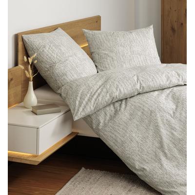 Bettwäsche JANINE "Soft-Cotton71000 0", beige (natur grau), B/L: 155cm x 220cm, , Linon, B/L: 80cm x 80cm, Linon, Obermaterial: 100% Baumwolle, Bettwäsche, mit Reissverschluss Image