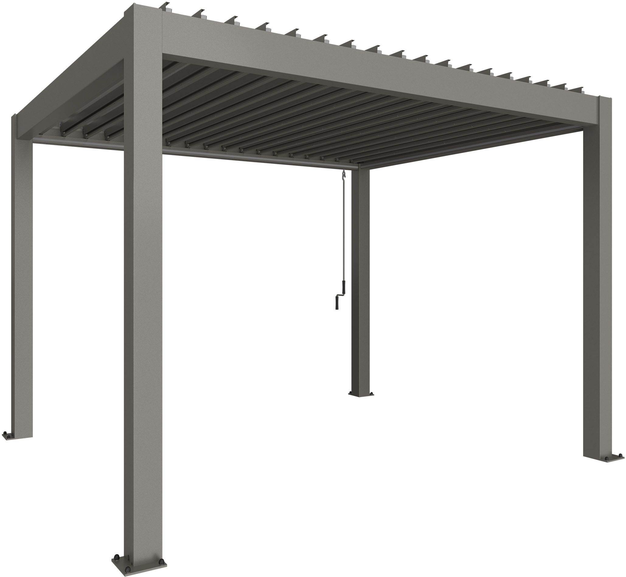 Pergola BIOHORT "3,5x3 m, verschiedene Farben", grau (quarzgrau, metallic), B/H/T: 367,5cm x 312cm, Pergolen, 367,5x312x264 cm, ausgezeichnet mit dem Red Dot Design Award Image