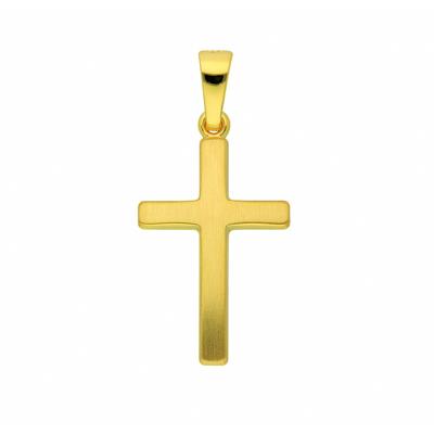 Kreuzkette ADELIA´S "Halskette - Kreuzkette mit Kreuz Anhänger aus 585 Gold", gold, Halsketten, Damen, Gelbgold 585-Gold, Gelbgold 585, Gold, Schmuckset mit bis 45 cm stufenlos verstellbarer 925 Silber Halskette Image
