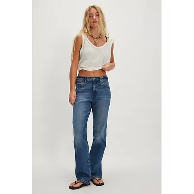 Wrangler Wrancher Mid-Rise Bootcut Jeans at Free People in Stardust Sky, Size: 25