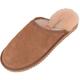 SNUGRUGS Genuine Unisex Mule Extra Thick Sheepskin Slip on Slippers with Hard Man Made Sole. Chestnut Brown. Size 12