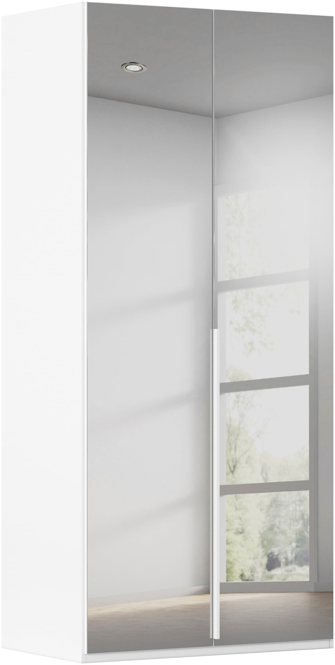 Kleiderschrank "Schrank Garderobe Ankleide Schlafzimmer Flur SERINA Eyecatcher", alpinweiß, grauspiegel, B:101cm H:223cm T:61cm, Holzwerkstoff, LEGER HOME BY LENA GERCKE, Schränke, in 6 Breiten (101 - 401 cm) mit Front Glas oder Dekor MADE IN GERMANY Image