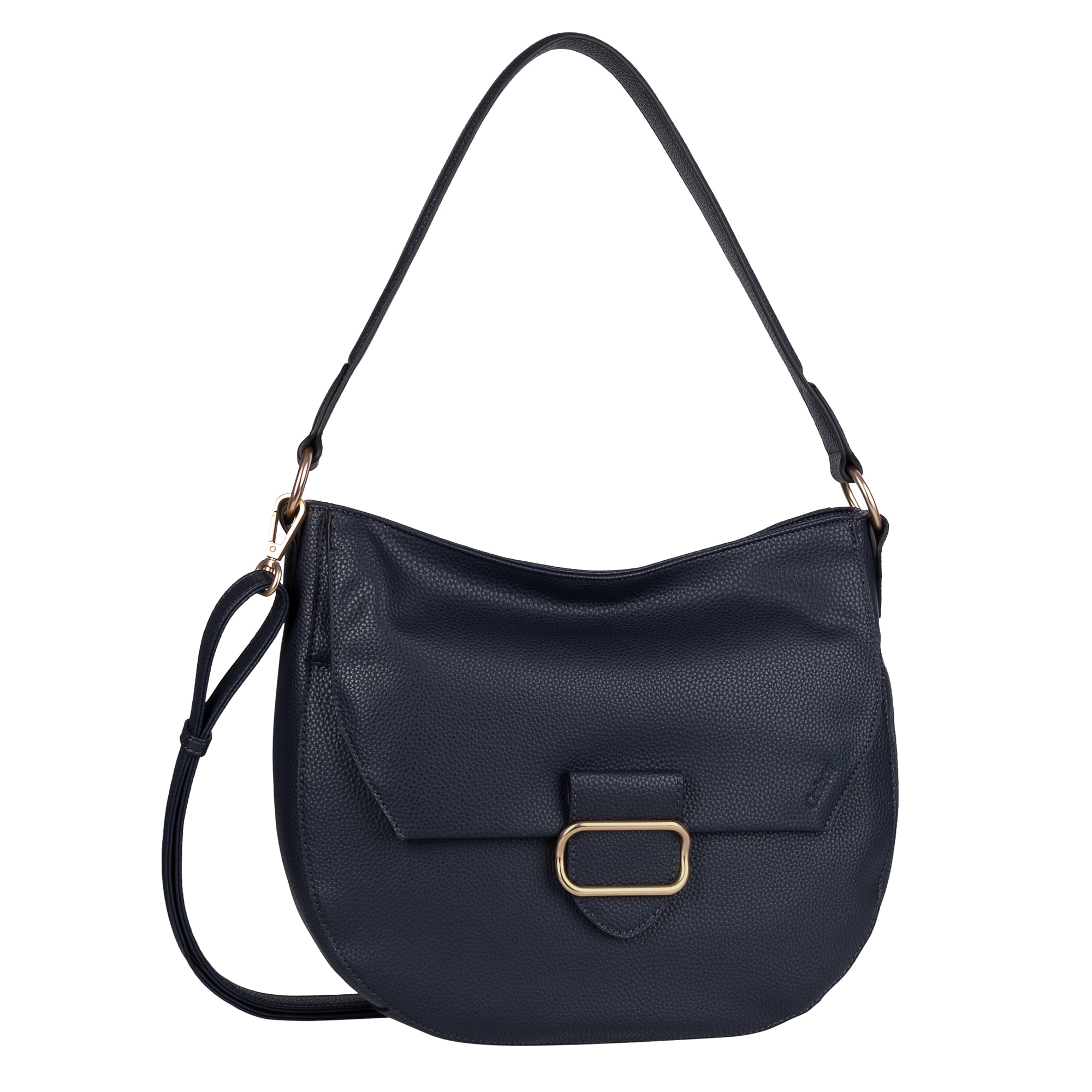 Hobo GABOR "Melora", Damen, Gr. B/H/T: 31cm x 27,5cm x 9cm, blau, Polyurethan, Taschen Hobo, leicht genarbtes Lederimitat mit feinem Logo und goldenem Metallring