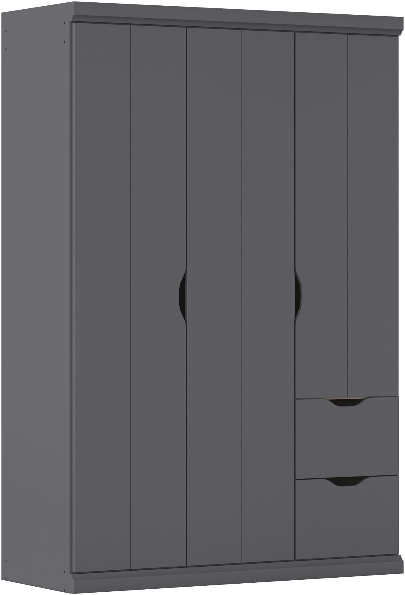 Kleiderschrank RAUCH "Drehtürenschrank Schrank Garderobe Wäscheschrank Schlafzimmer MARLENE", grau (graumetallic), B:136cm H:203cm T:56cm, Holzwerkstoff, Schränke, Kleiderschrank, in 3 Breiten 91/136/181 cm im Landhaus-Stil MADE IN GERMANY