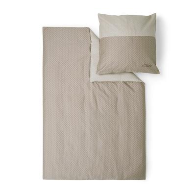 Bettwäsche S.OLIVER "Satinbettwäsche s.Oliver", beige, B/L: 135cm x 200cm, , Mako-Satin, B/L: 80cm x 80cm, Mako-Satin, Obermaterial: 100% Baumwolle, Bettwäsche, im minimalistischen Wendedesign Image