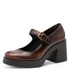 Spangenpumps TAMARIS, Damen, Gr. 39, braun, Lacklederimitat, glänzend, used, modisch, Schuhe, Blockabsatz, Partyschuh, Pumps in veganer Verarbeitung