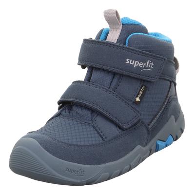Klettboot SUPERFIT "TRACE WMS: Mittel", Kinder, Gr. 34, blau, Lederimitat, Polyester, sportlich, Schuhe, Barfußschuh mit Wechselfußbett, Größenschablone zum Download Image