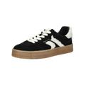 Sneaker TAMARIS "Tamaris Sneaker Leder/Textil", Damen, Gr. 37, schwarz (schwarz, weiß), Leder, Textil, casual, Schuhe