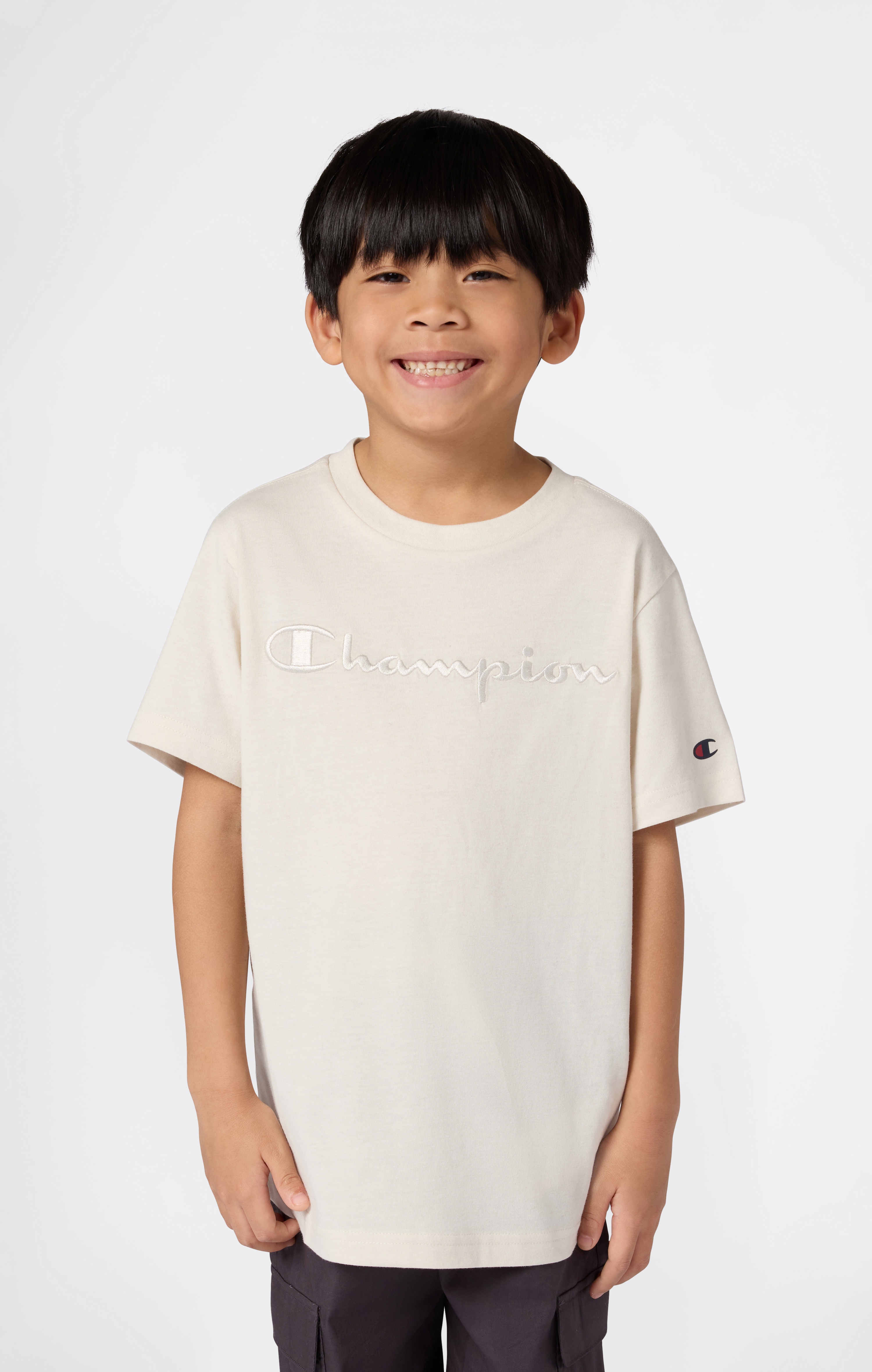 T-Shirt CHAMPION "ICONS TONAL Crewneck T-Shirt with Large Logo", Kinder, Gr. XXL (176), icv, Obermaterial: 100% Baumwolle, Sportlich, Shirts Image