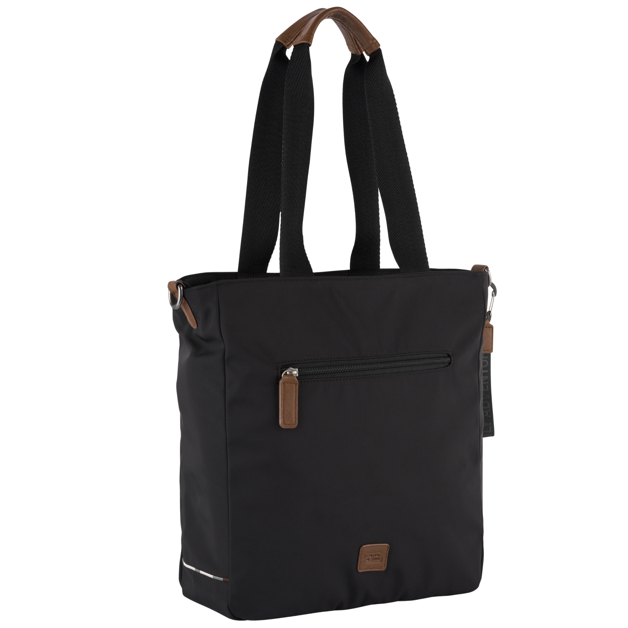 Shopper CAMEL ACTIVE "Aurum", Damen, Gr. B/H/T: 39cm x 31cm x 12cm, schwarz, Polyester, beschichtet, clean, unifarben mit Farbeinsätzen, Taschen Shopper, aus recyceltem Polyester in Nylonstruktur, leicht & mit feinen Details