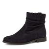 Stiefelette TAMARIS, Damen, Gr. 37, blau (navy), Veloursleder, unifarben, klassisch, Schuhe, Blockabsatz, Boots mit Falten im slouchy Look