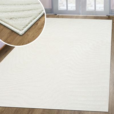Teppich MY HOME "Vibek, Wellen-Design in Hoch-Tief-Struktur" Gr. 1, beige (creme), B:60cm H:9mm L:110cm, Kunstfaser, Teppiche, 3D-Effekt, softer Kurzflor, pflegeleicht, Scandi-Look Image