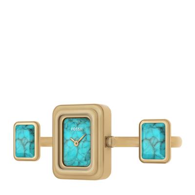 Uhrenring FOSSIL "RAQUEL WATCH RING", gelbgoldfarben, Armbanduhren, Damen, Quarzuhr, Armbanduhr, Damenuhr, Edelstahlarmband, analog Image