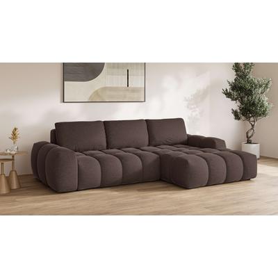 Ecksofa INOSIGN "AZITA klein optionale Schlafsofa mit Bettkasten, B/T/H: 270/166,5/84cm", braun, B:270cm H:84cm T:166,5cm, 100% Polyester, Sofas, L-Form mit Wellenunterfederung, Bubble-Optik Image