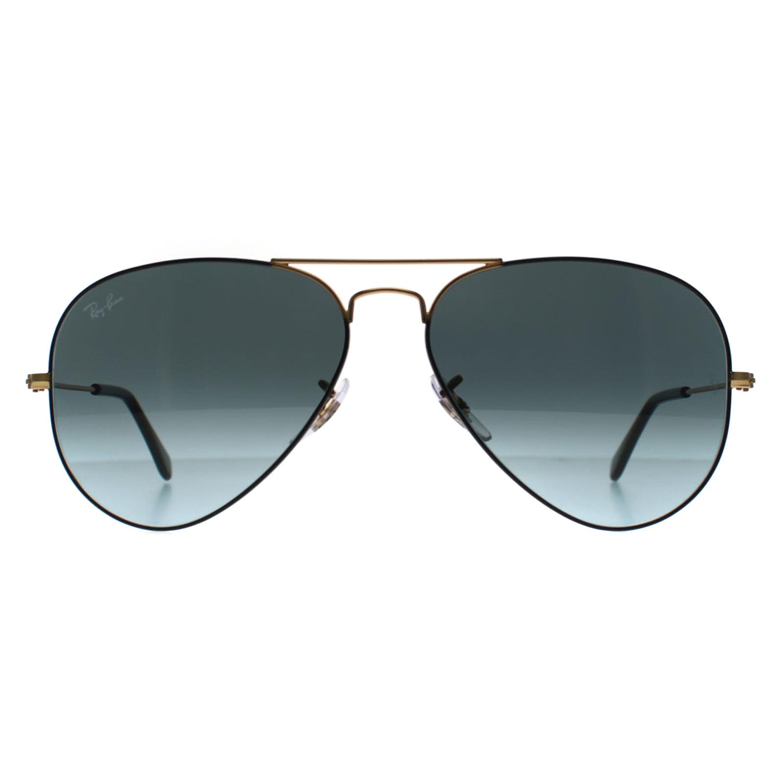 Ray-Ban Aviator 3025 9271GK poliert schwarz auf arista blau vintage Gradient schwarz Sonnenbrille
