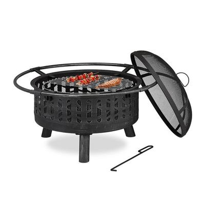 relaxdays Feuerschale mit Grillrost und Funkenschutz Image