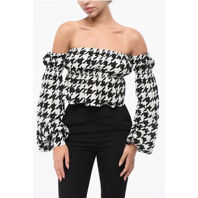 Cold-Shoulder-Top mit Hahnentritt-Motiv in Schwarz & Weiß Image