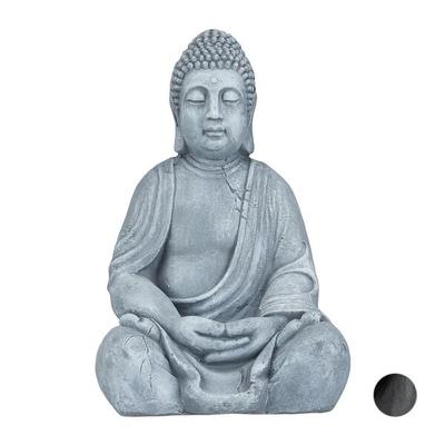 relaxdays Buddha Figur 50 cm Hellgrau Image