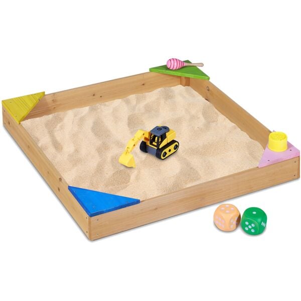 relaxdays Sandkasten mit Ecksitzen Image