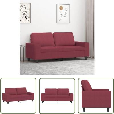 The Living Store 2-Sitzer-Sofa Weinrot 140 cm Stoff - 2-Sitzer Sofa - Wohnzimmersofa - Couch Image