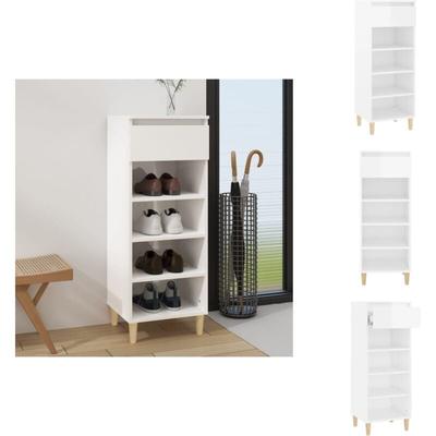 Schuhschrank Hochglanz-Weiß 40x36x105 cm Holzwerkstoff - Schuhschrank - Schuhregal - Garderobe Image