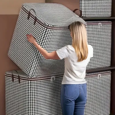 3-Pack Extra Large 47.55 Gallon Bird Pattern Thickeneded Storage Container for Household Large-Capacity Clothing Quilt Storage Bucket Dust-Proof and Moisture-Proof Double Zipper with Handle Storage