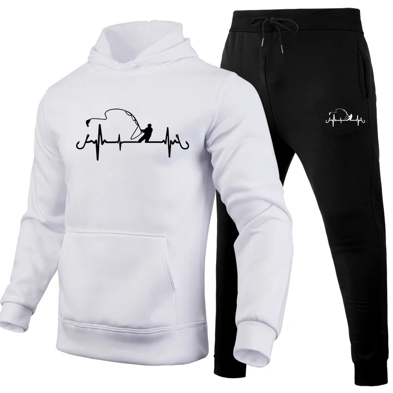 Heiße Verkäufe Herren Trainingsanzug Ein Stück Druck Mit Kapuze Sweatshirts Jogginghose Casual Sport Jogging Mann Kleidung Hause Streetwear Image