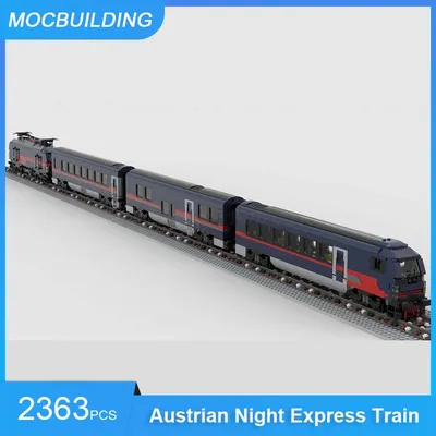 MOC Bausteine Österreichischen Nacht Express Zug oder Französisch Doppel Flache Zug Grand Vitesse Montieren Ziegel Modell Transport Spielzeug Image
