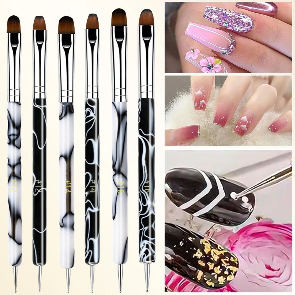 3-teiliges Dual-Ended French Nail Art Brush & Dotting Pen Set Acryl Detail Zeichnung/Strass Picking Stifte DIY Maniküre Design Tools Image