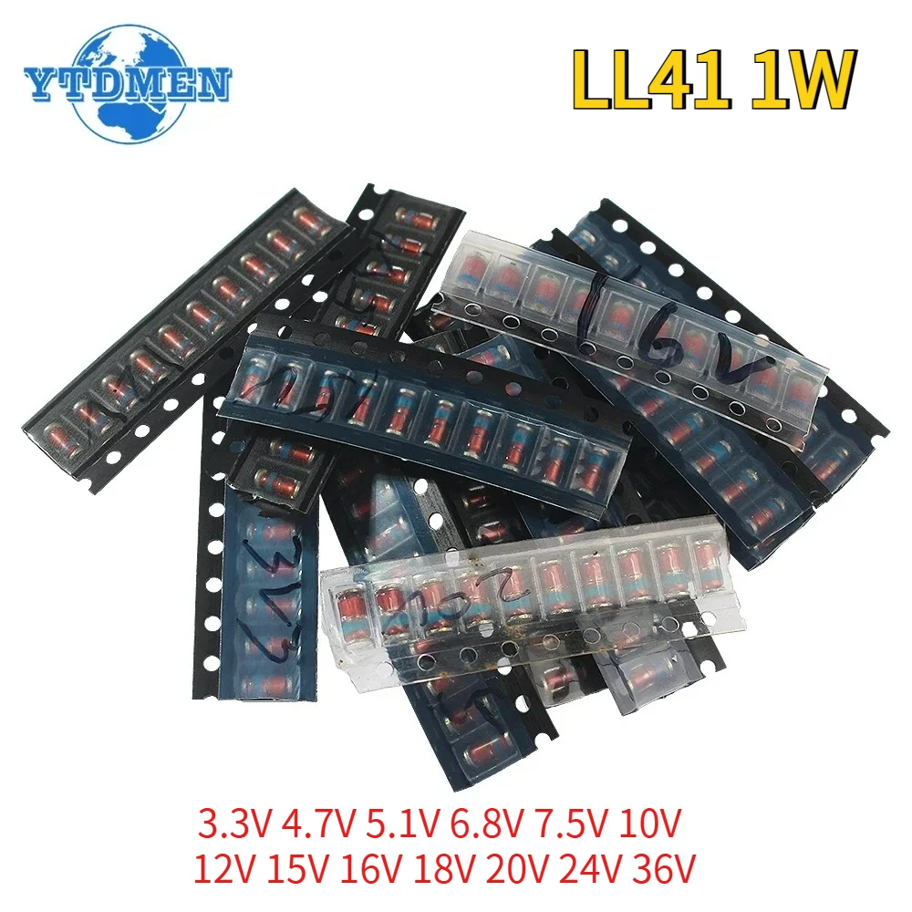 130PCS LL41 SMD Diode 1W 3,3V 4,7V 5,1V 6,8V 7,5V 10V 12V 15V 16V 18V 20V 24V 36V Zener Dioden Kit 13 Arten X10pcs Image